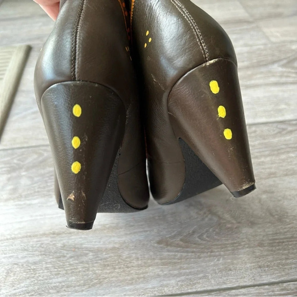 Roberto Vianni Brown Leather Printed Heeled Slouchy Ankle  Boots - Picture 14 of 15